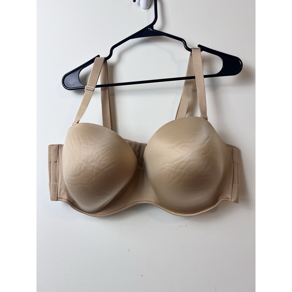 Cacique Womens STRAPLESS BRA 46DDD Beige Wired‎ Light Line Multiway Invisible